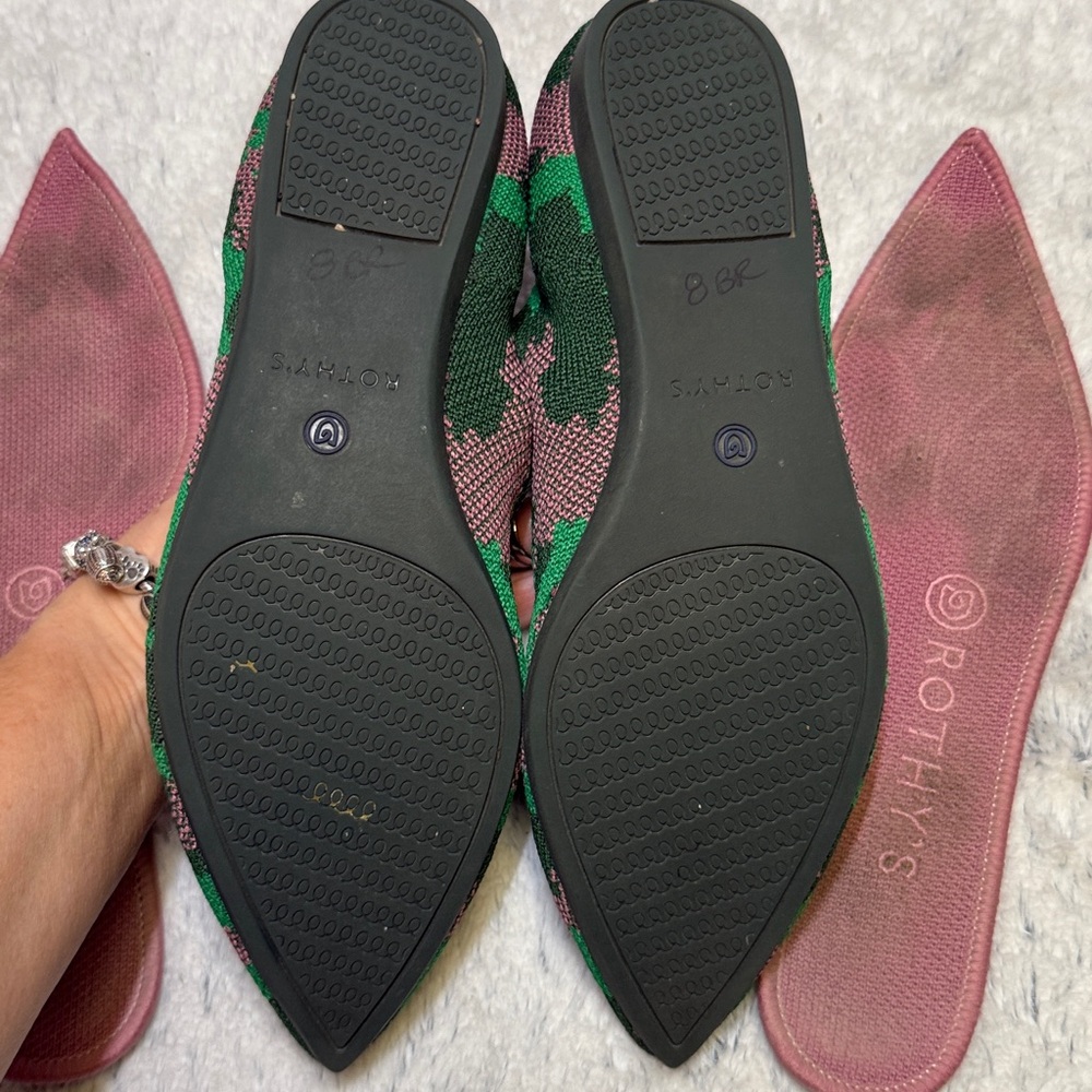 ⭐️Rothy's The Point green and pink camo pointed ballet flats size 7.5 - Picture 7 of 10